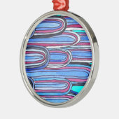 Ocean Waves aquablauw patroon Metalen Ornament (Links)