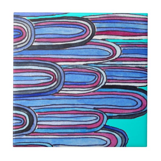 Ocean Waves aquablauw patroon Tegeltje (Voorkant)