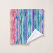 Ocean Waves Aquarel Rainbow Geïnspireerde streep Bad Handdoek (Wasdoekje)