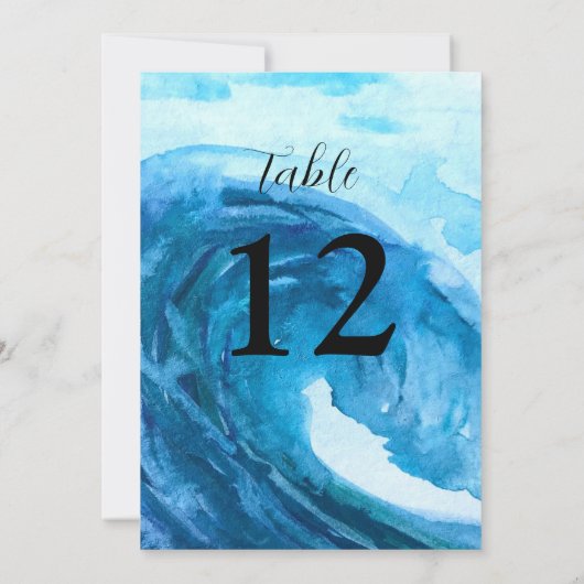 Ocean Waves Beach Destination Blue Table Nummers Kaart (Achterkant)