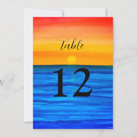 Ocean Waves Beach Destination Sunset Table Nummers Kaart (Voorkant)