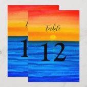 Ocean Waves Beach Destination Sunset Table Nummers Kaart (Voorkant / Achterkant)