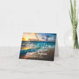Ocean Waves Beach Gepersonaliseerde bruiloft Dank  Kaart