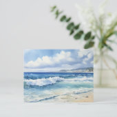 Ocean Waves Beach House Esthetisch Briefkaart (Staand voorkant)
