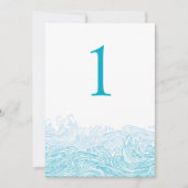 Ocean Waves Beach Wedding Aqua Blue Tafelnummer (Voorkant)