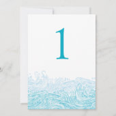 Ocean Waves Beach Wedding Aqua Blue Tafelnummer (Achterkant)