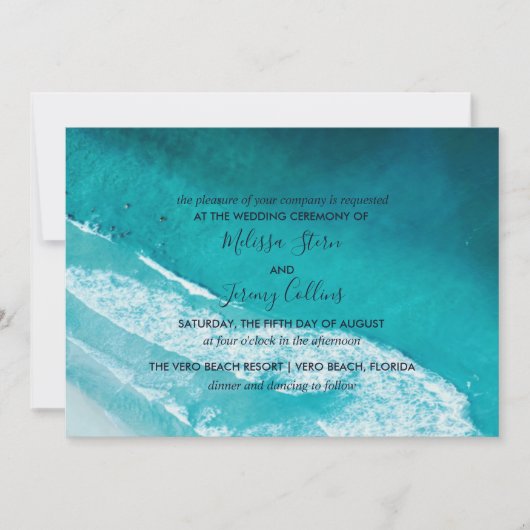 Ocean Waves Beach Wedding Invitation (Devant)