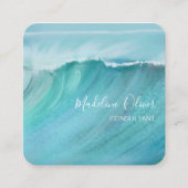 Ocean Waves Beach Zee Reizen QR Code Modern Vierkante Visitekaartje (Voorkant)