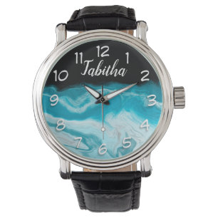 Ocean Waves Black Achtergrond op maat Horloge