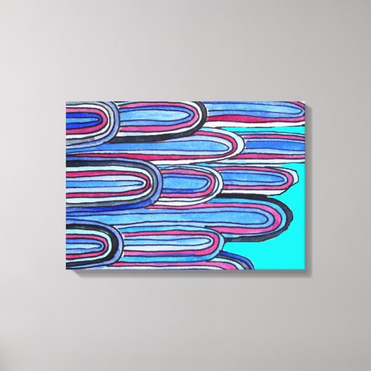 Ocean Waves blauw patroonpatroon Canvas Afdruk (Voorkant)