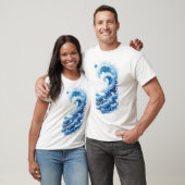 Ocean Waves Blue Graphic sur T-shirt blanc (Unisexe)
