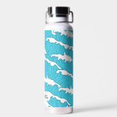 Ocean Waves Blue Motif Nom personnalisé Bouteille  (Arrière)
