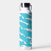Ocean Waves Blue Pattern Aangepaste naam waterflac Waterfles (Voorkant)