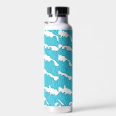 Ocean Waves Blue Pattern Aangepaste naam waterflac Waterfles (Rechts)