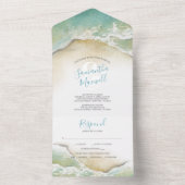 Ocean Waves Blue Waterverf in één uitnodiging (Binnen)