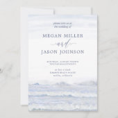 Ocean Waves, Blue, White Waterverf Wedding Kaart (Voorkant)