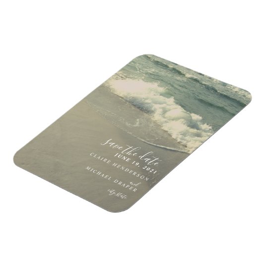 Ocean Waves Bruiloft Bewaar de datum Magneet (Linkerzijde)