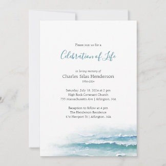 Ocean Waves Celebration of Life Invitation Kaart