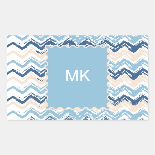 Ocean Waves Chevron Rechthoekige Sticker (Voorkant)