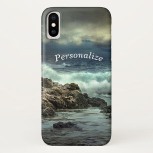 Ocean Waves Crashen in Rock Personaliseren iPhone X Hoesje