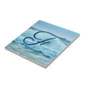 Ocean Waves Crashing Beach Coastal Monogram Tegeltje (Zijkant)