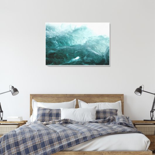 Ocean Waves Donkere en lichtblauwe delicate Bubbel Canvas Afdruk (Insitu (Slaapkamer))
