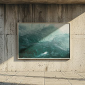 Ocean Waves Donkere en lichtblauwe delicate Bubbel Canvas Afdruk