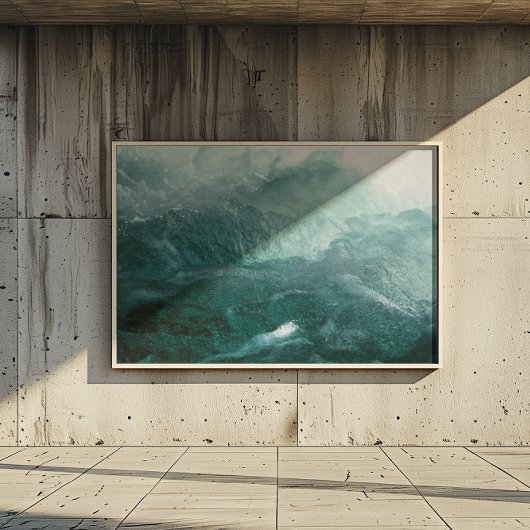 Ocean Waves Donkere en lichtblauwe delicate Bubbel Canvas Afdruk