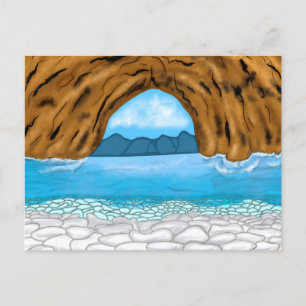 Ocean Waves en Canyon Drawing Peaceful Day Card Briefkaart