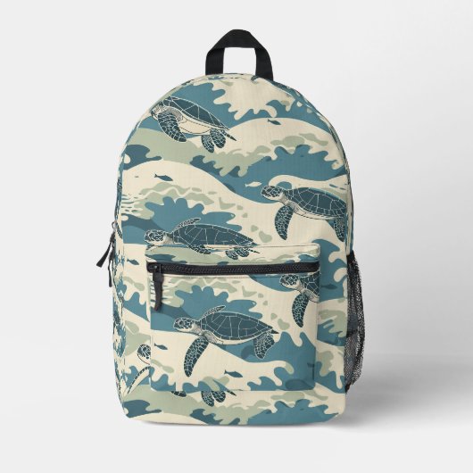 Ocean Waves en Turtles Design Bedrukte Rugzak (Voorkant)