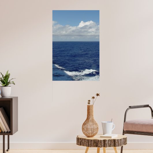 Ocean Waves en White Fluffy Clouds Poster (Woonkamer 3)
