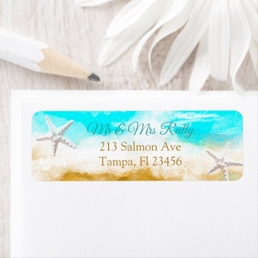 Ocean Waves et Sandy Beach Étiquette (En situation)