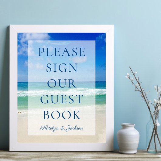 Ocean Waves Foto Beach Weddenschap Book Sign Poster