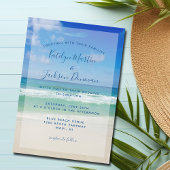 Ocean Waves Foto Chic Tropical Beach Blue Wedding Kaart