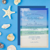 Ocean Waves Foto Chic Tropical Beach Blue Wedding Kaart