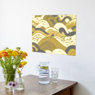 Ocean Waves Gold Foil met een donkergrijze achterg Folie Afdrukken