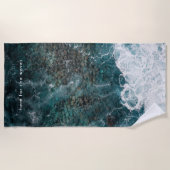 Ocean waves in dark teal, customizable strandlaken (Voorkant)