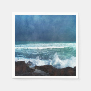 Ocean Waves in Hawaï - Aqua Blauwgroen Blue Navy Servet