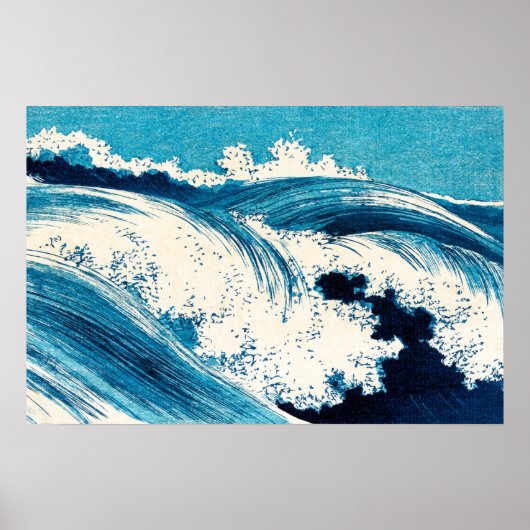 Ocean Waves Japans schilderij Poster (Voorkant)