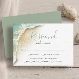 Ocean Waves Mariage Seafoam Green Réponse RSVP
