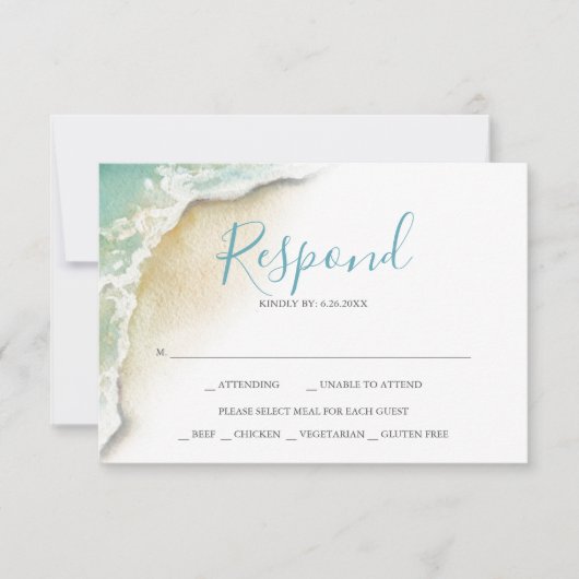 Ocean Waves Mariage Turquoise Blue Réponse RSVP (Devant)
