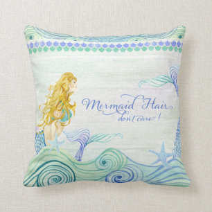 Ocean Waves Mermaid Hair Tail Wooden Gezegde Sign Kussen
