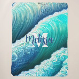 Ocean Waves Natuur Monogram Sherpa Deken
