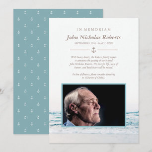 Ocean Waves Nautical in Memoriam Photo Kaart