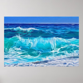 Ocean Waves Oil Painting Poster