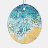Ocean Waves op Beach Keramisch Ornament (Links)
