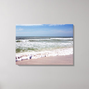 Ocean Waves op Pink Sandy Beach Canvas Afdruk