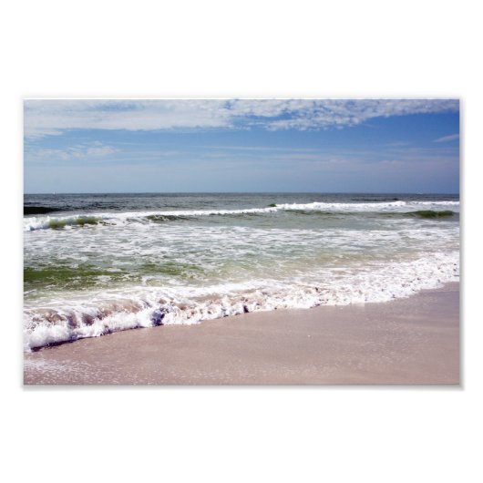 Ocean Waves op Pink Sandy Beach Foto Afdruk (Voorkant)