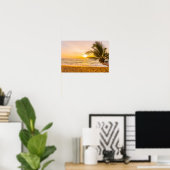 Ocean Waves Palm op Beach Poster (Thuiskantoor)