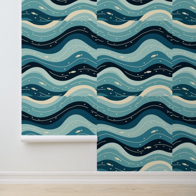 Ocean Waves Pattern: Een sereen zeegezicht Behang (Applicatie)